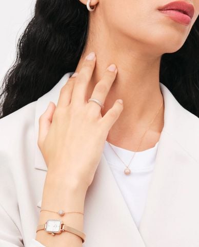  DANIEL WELLINGTON - Khuyên tai nữ dáng tròn đính đá Pavé Crystal 