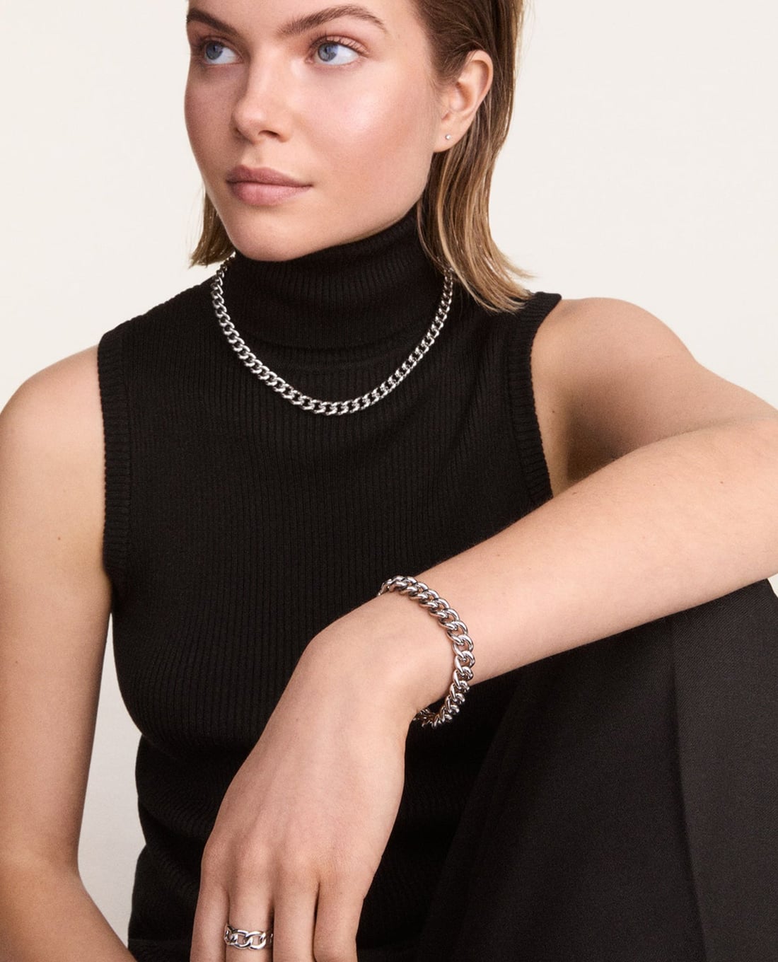 DANIEL WELLINGTON - Nhẫn nữ bản to Chunky Chain 50mm