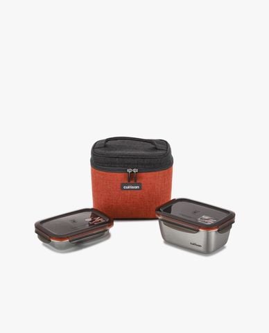  CUITISAN - Bộ hộp đựng cơm có túi cromosteel 304 Togo Flora 2 ngăn 1350ml 