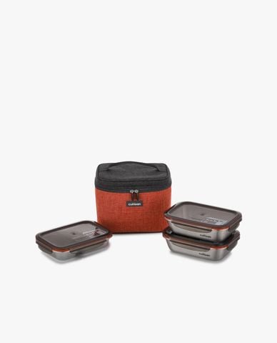  CUITISAN - Bộ hộp đựng cơm có túi cromosteel 304 Togo Flora 4 ngăn 1530ml 