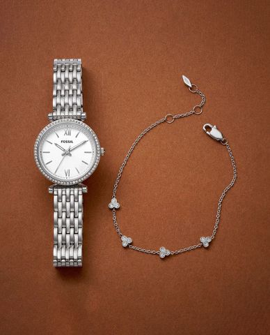  FOSSIL - Set đồng hồ và vòng đeo tay nữ Carlie 28mm 