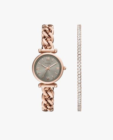  FOSSIL - Set đồng hồ và vòng đeo tay nữ Carlie 28mm 
