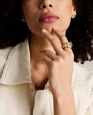  FOSSIL - Nhẫn nữ phối mặt đồng hồ hình trái tim 18mm 