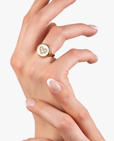  FURLA - Nhẫn nữ mặt tròn đính đá sang trọng 