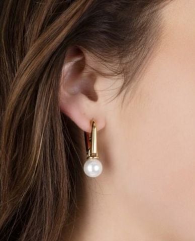  FURLA - Khuyên tai nữ khoen vòng đính ngọc trai 