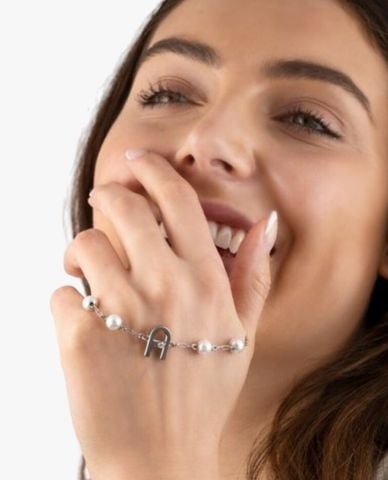  FURLA - Vòng đeo tay nữ mắt xích đính ngọc trai sang trọng 