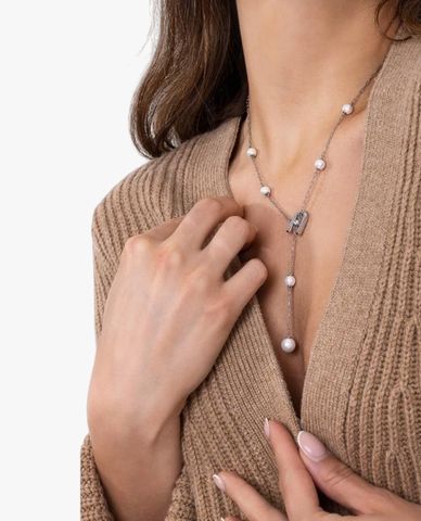  FURLA - Vòng cổ nữ mắt xích đính ngọc trai sang trọng 