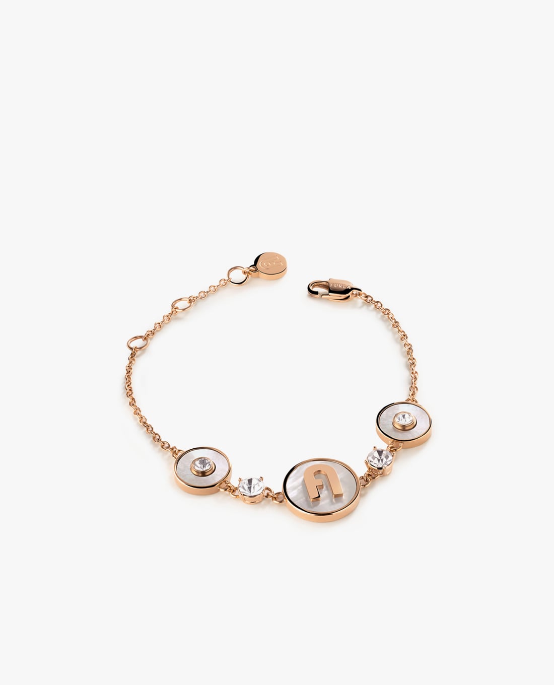 FURLA - Vòng đeo tay nữ chuỗi xích phối mặt đính đá