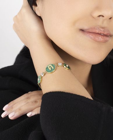 FURLA - Vòng đeo tay nữ chuỗi xích phối mặt đính đá 