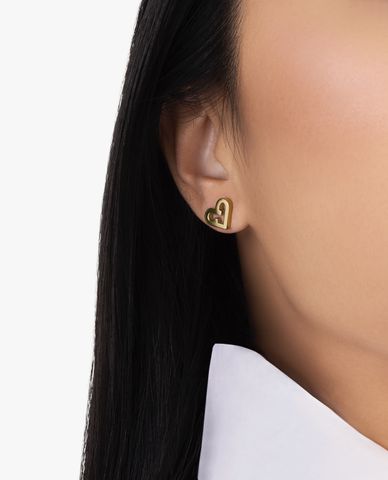  FURLA - Khuyên tai nữ hình trái tim chốt khóa thời trang 