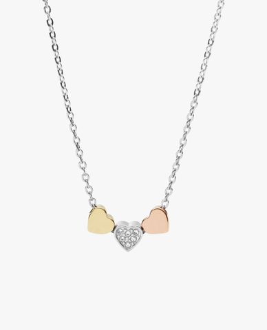  FOSSIL - Vòng cổ nữ Heart Tri-Tone Steel 