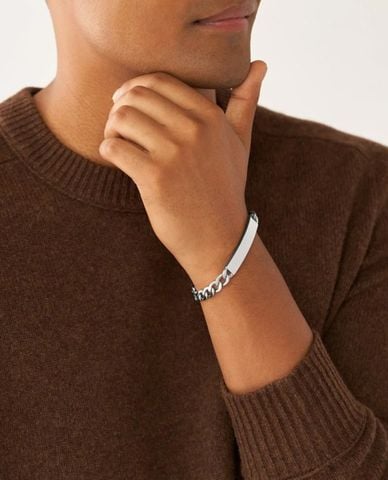  FOSSIL - Vòng đeo tay nam mắt xích kim loại Drew ID 