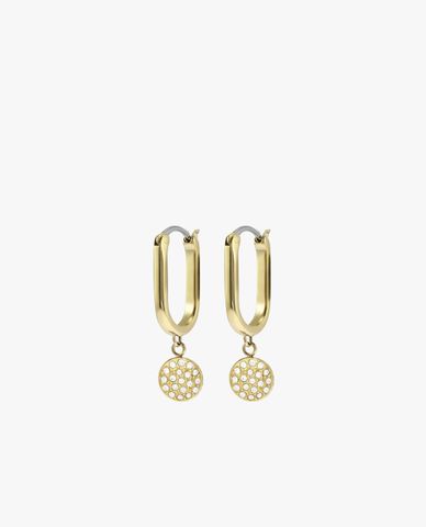  FOSSIL - Khuyên tai nữ Sadie Glitz Disc Gold-Tone Hoop 