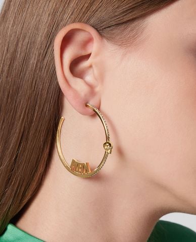  PHILIPP PLEIN - Khuyên tai nữ khoen tròn lớn đính đá 