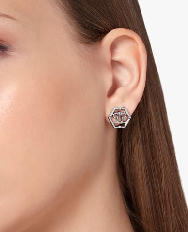  PHILIPP PLEIN - Khuyên tai nữ chốt khóa đính đá thời trang 