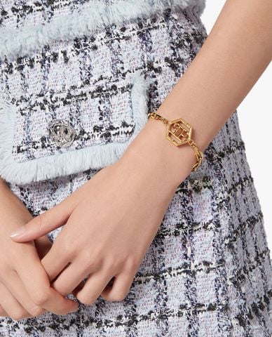  PHILIPP PLEIN - Vòng đeo tay nữ mắt xích phối mặt hình đa giác 