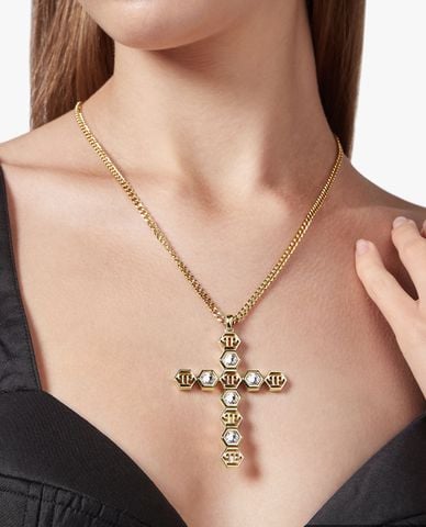  PHILIPP PLEIN - Vòng cổ nữ chuỗi xích phối mặt hình thánh giá 