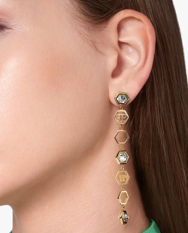  PHILIPP PLEIN - Khuyên tai nữ dáng thả đính đá sang trọng 