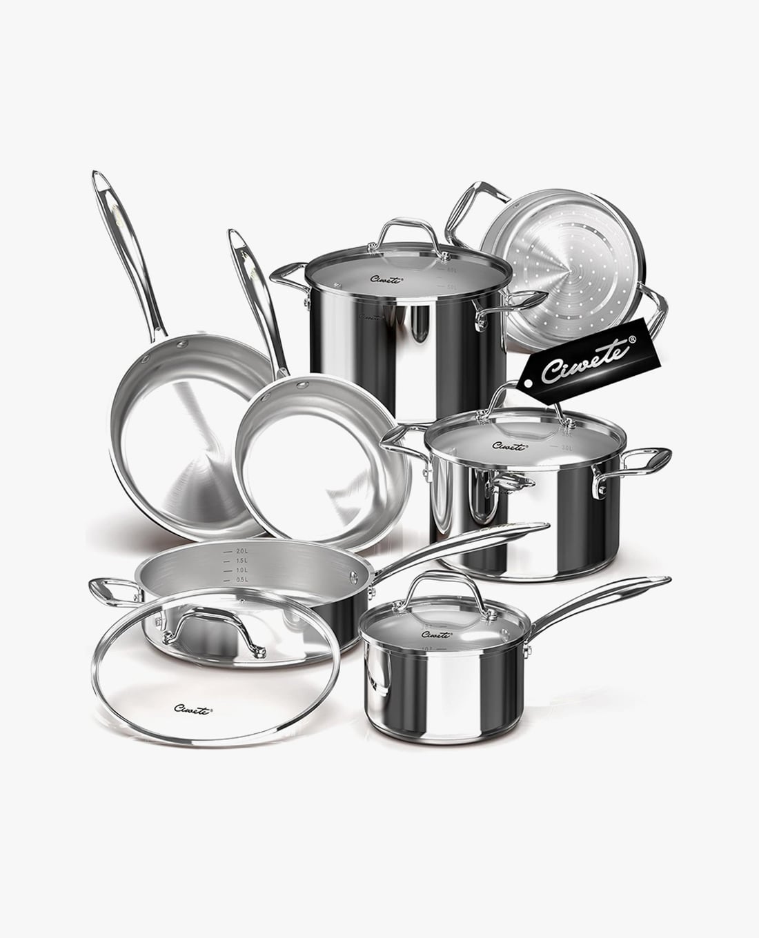 CIWETE - Bộ nồi và chảo inox cao cấp 7 món có xửng hấp