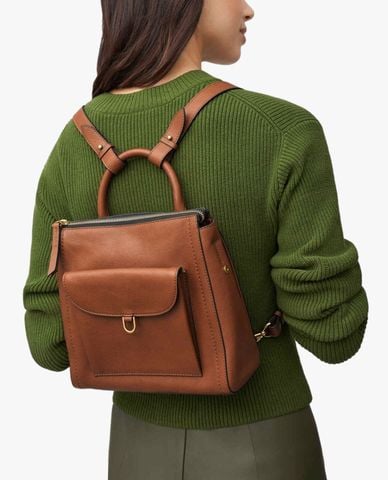  FOSSIL - Balo nữ phom chữ nhật phối khoá zip cá tính Parker 