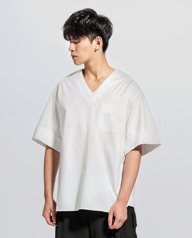  TRENDIANO - Áo kiểu nam cổ V phối túi 