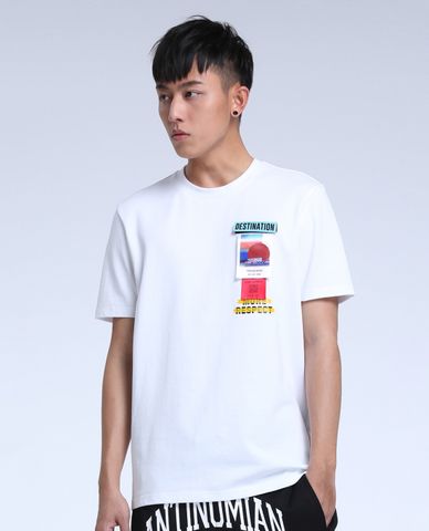  TRENDIANO - Áo thun nam cổ tròn tay ngắn đính sticker 