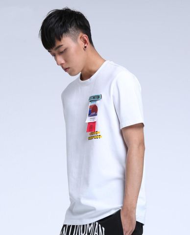  TRENDIANO - Áo thun nam cổ tròn tay ngắn đính sticker 