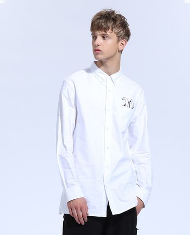  TRENDIANO - Áo sơ mi nam cổ bẻ tay dài phối túi in chữ cách điệu 