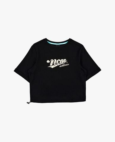  NCAA - Áo croptop nữ cổ tròn tay ngắn phối logo 