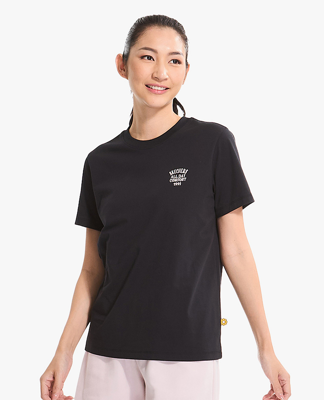 SKECHERS - Áo thun nữ cổ tròn tay ngắn Academia