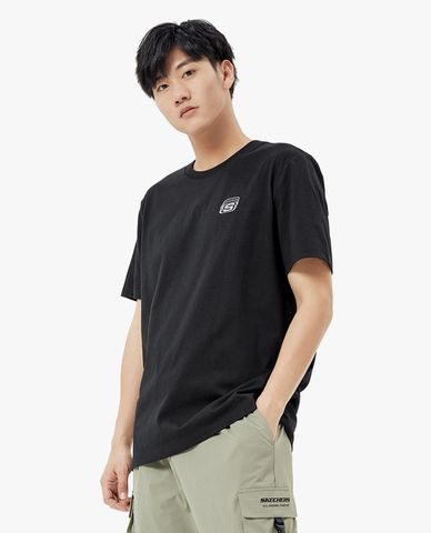  SKECHERS - Áo thun unisex cổ tròn tay ngắn thời trang 