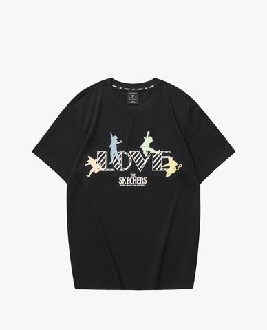  SKECHERS - Áo thun nữ ngắn tay phom suông hiện đại Love 