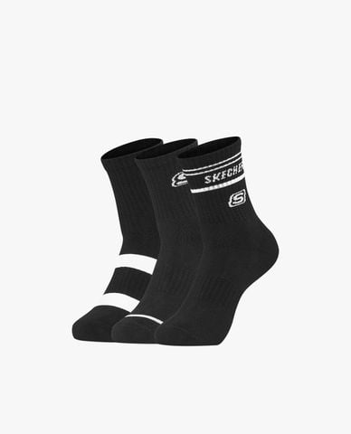  SKECHERS - Pack 3 đôi vớ nữ cổ cao phối logo 