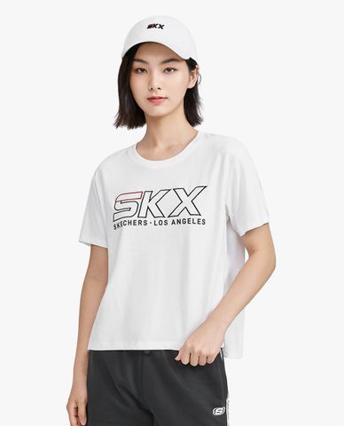  SKECHERS - Áo thun nữ tay ngắn năng động Knitted Short Sleeve 