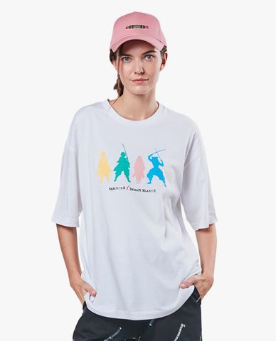  SKECHERS - Áo thun unisex ngắn tay phom suông Demon Slayer 