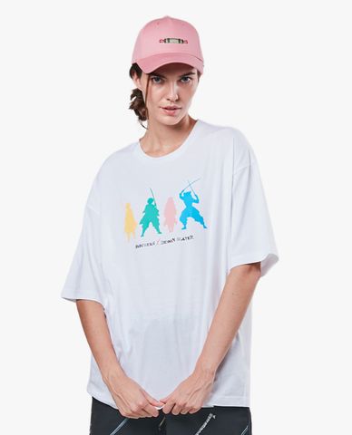  SKECHERS - Áo thun unisex ngắn tay phom suông Demon Slayer 