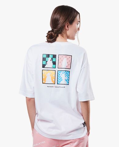  SKECHERS - Áo thun unisex ngắn tay phom suông Demon Slayer 