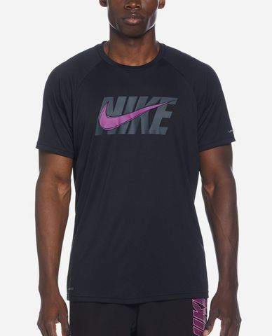  NIKE SWIM - Áo bơi nam cổ tròn tay ngắn phối logo Sketch Hydroguard 