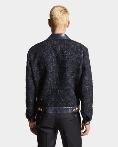  DSQUARED2 - Áo khoác denim nam cổ bẻ tay dài Bouclè Lurex 