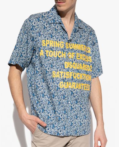  DSQUARED2 - Áo sơ mi nam ngắn tay phom suông Bowling 