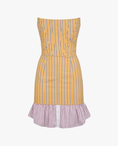  DSQUARED2 - Đầm xếp tầng mini phối bèo hoạ tiết sọc Preppy 