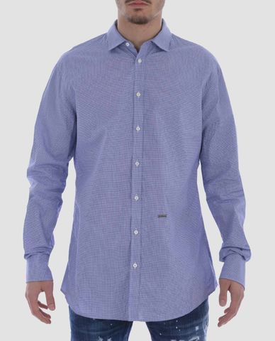  DSQUARED2 - Áo sơ mi nam tay dài Blue & White 