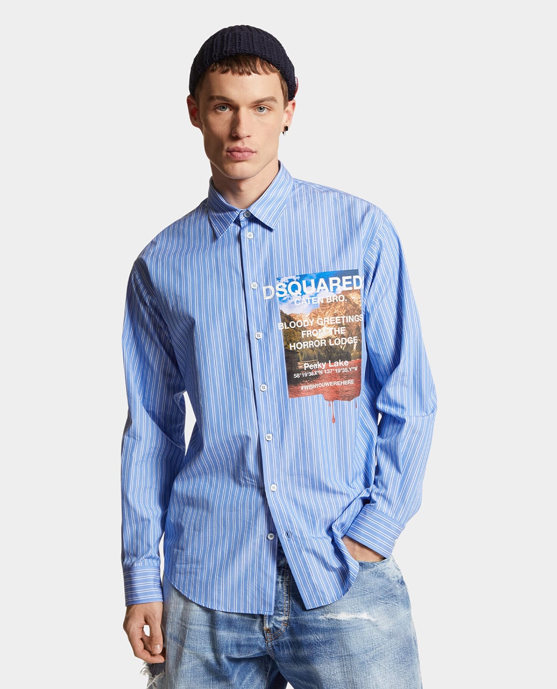 DSQUARED2 - Áo sơ mi nam tay dài phối hình độc đáo Peaky Lake