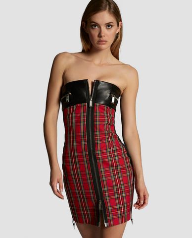  DSQUARED2 - Đầm mini hở vai họa tiết sọc 