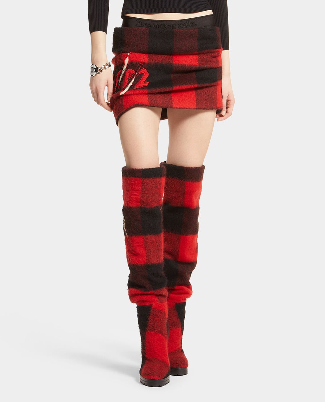 DSQUARED2 - Chân váy mini phom ôm hoạ tiết caro cá tính