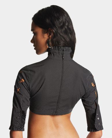  DSQUARED2 - Áo croptop nữ cổ trụ tay lửng cut out Lacey 