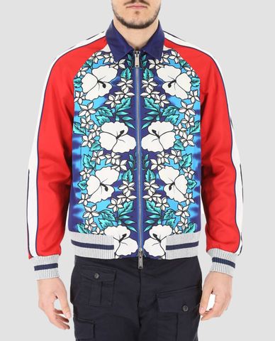  DSQUARED2 - Áo khoác nam cổ bẻ họa tiết hoa Ibisco 
