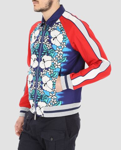  DSQUARED2 - Áo khoác nam cổ bẻ họa tiết hoa Ibisco 