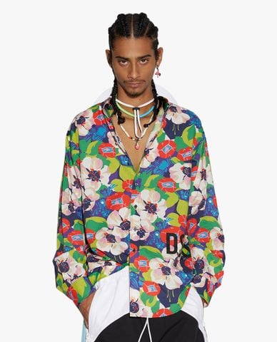  DSQUARED2 - Áo sơ mi nam tay dài phom suông Dropped Shoulder 