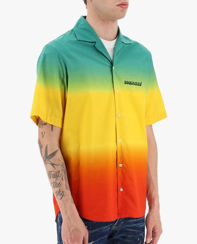  DSQUARED2 - Áo sơ mi nam tay ngắn phom suông Bowling Jamaica Multicolor 